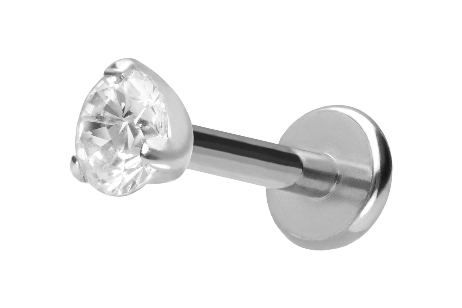 Titan Labret Piercing mit Push Fit EINGEFASSTER KRISTALL